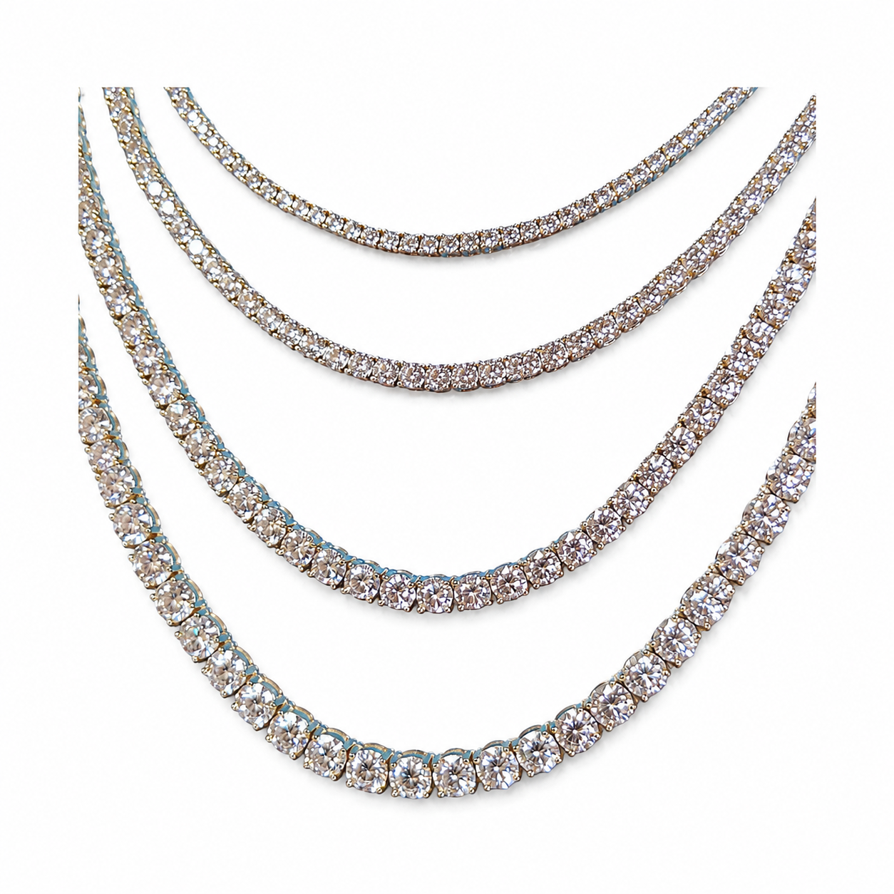 925 Sterling Silver Moissanite Tennis Chain - 2mm - view 2 on white background