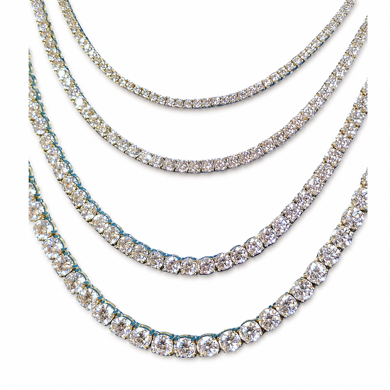 925 Sterling Silver Moissanite Tennis Chain - 3mm - view 2 on white background