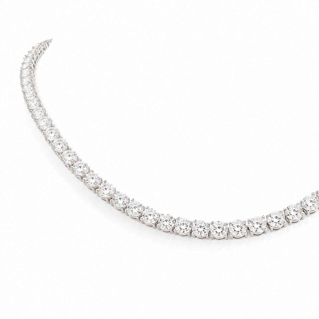 925 Sterling Silver Moissanite Tennis Chain - 3mm - view 5 on white background