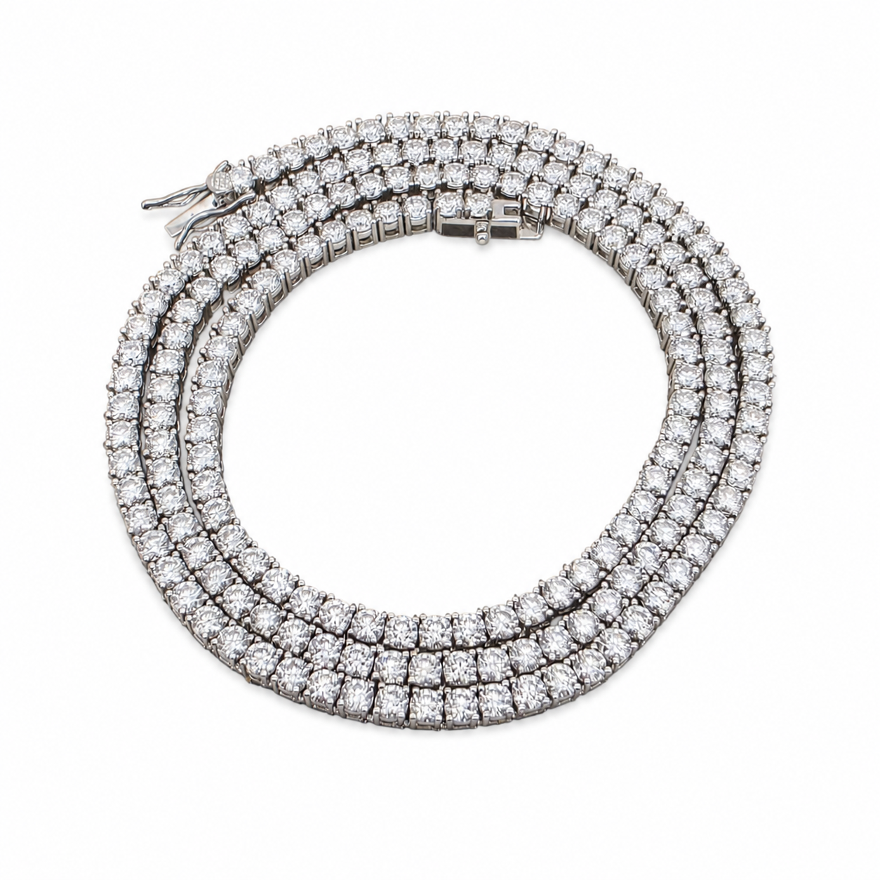 925 Sterling Silver Moissanite Tennis Chain - 3mm - view 7 on white background