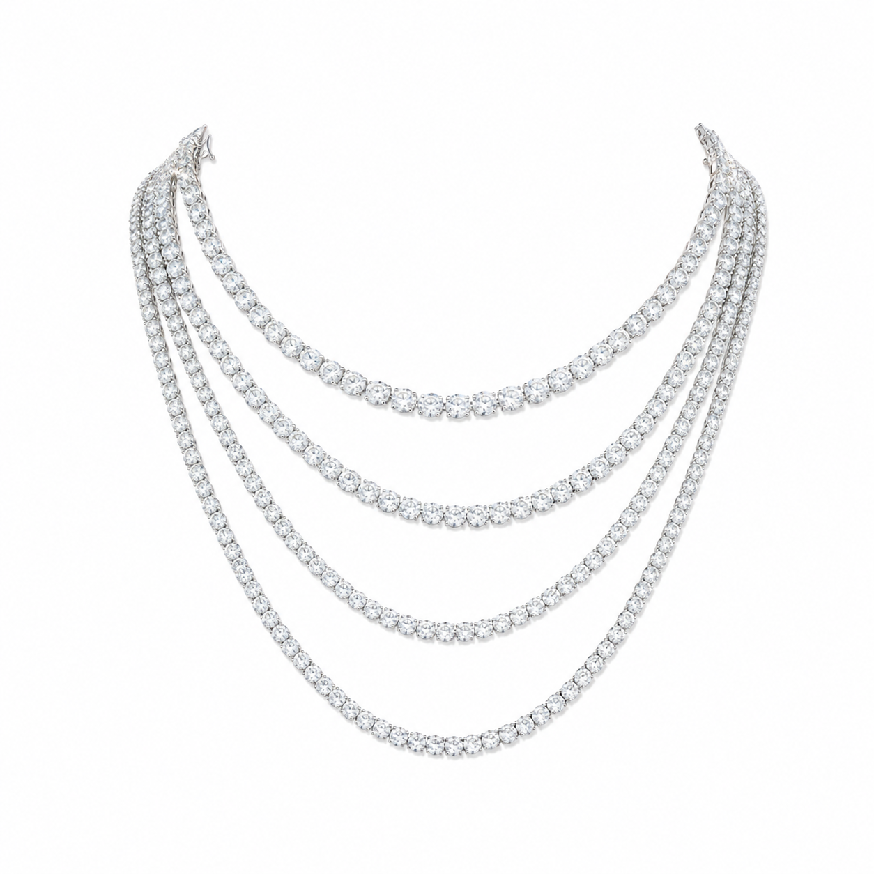 925 Sterling Silver Moissanite Tennis Chain - 4mm - view 1 on white background