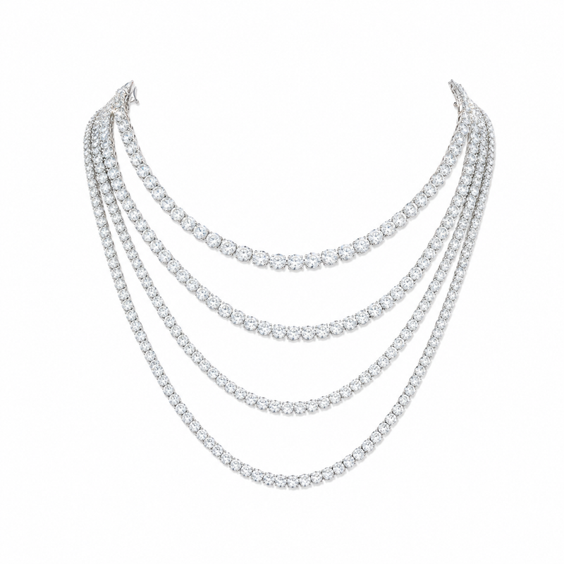 925 Sterling Silver Moissanite Tennis Chain - 4mm - view 1 on white background