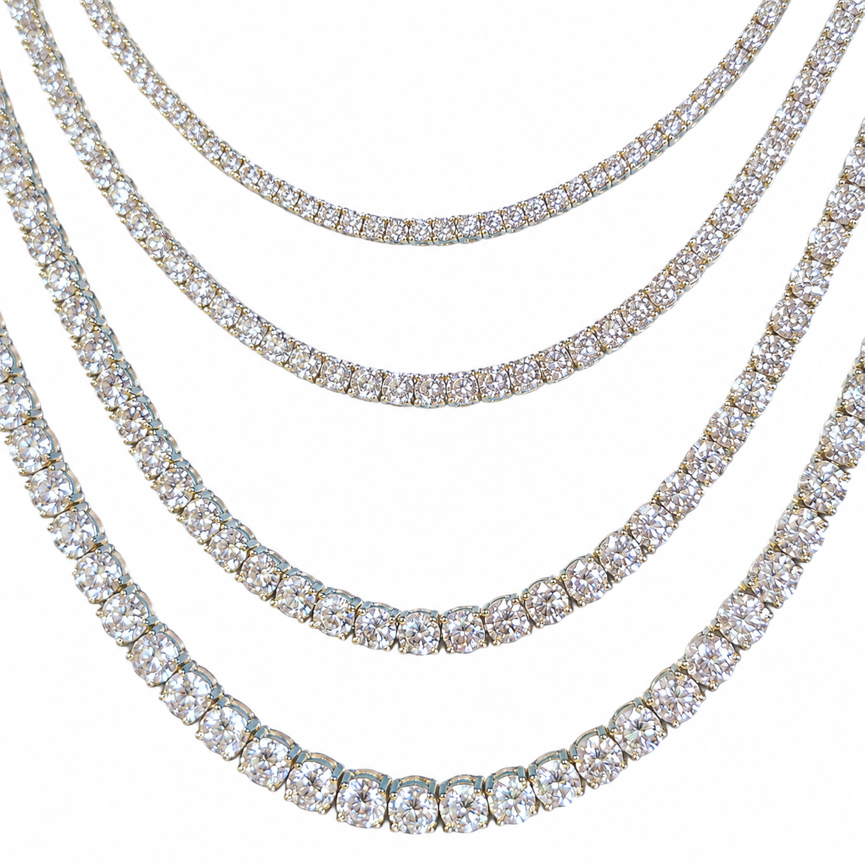 925 Sterling Silver Moissanite Tennis Chain - 4mm - view 2 on white background