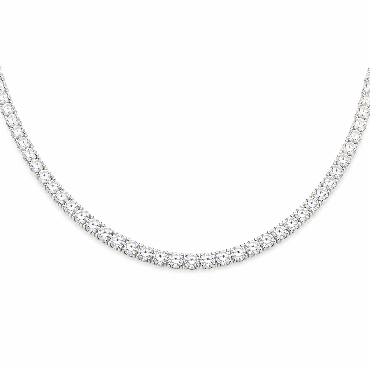 925 Sterling Silver Moissanite Tennis Chain - 4mm - view 5 on white background