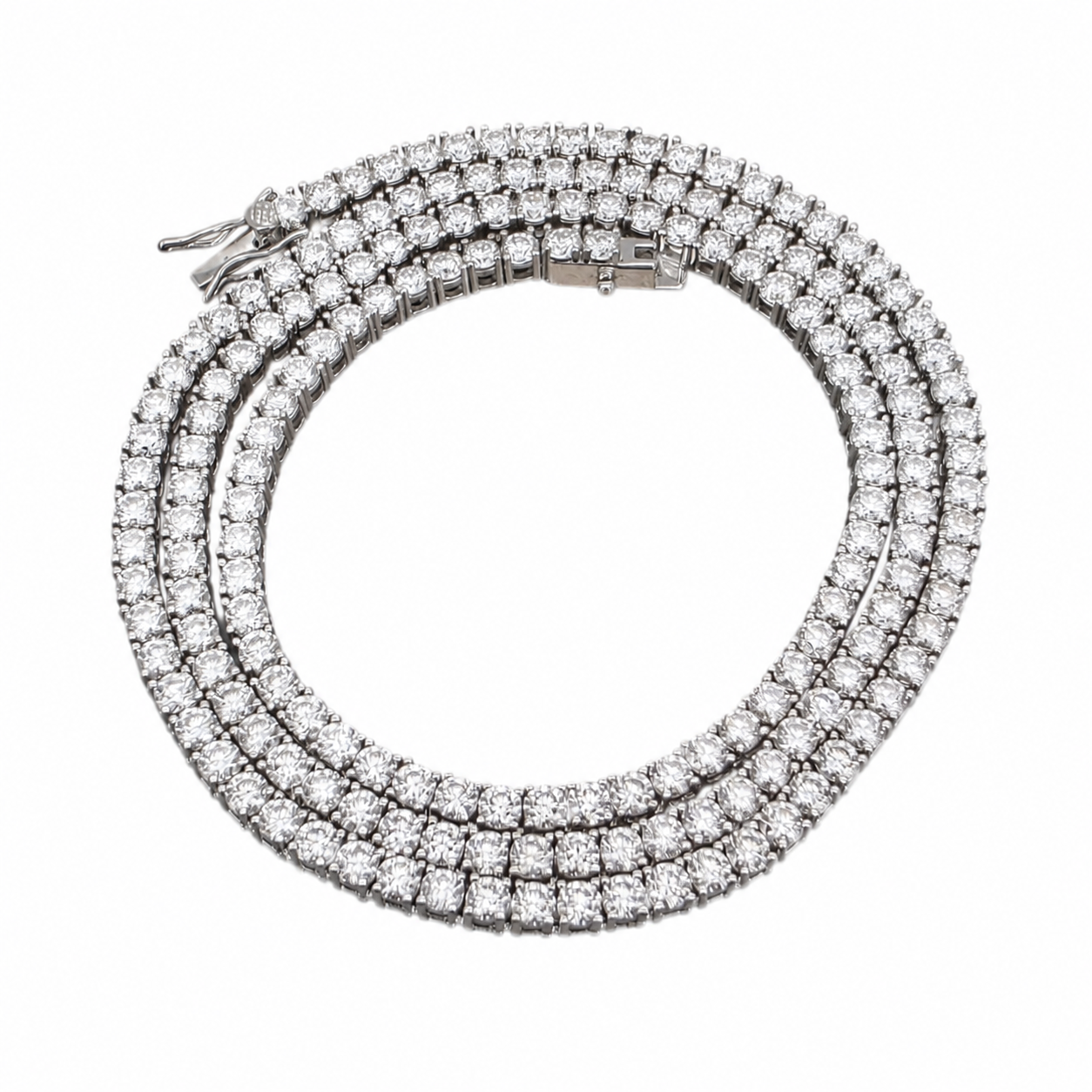 925 Sterling Silver Moissanite Tennis Chain - 4mm - view 7 on white background