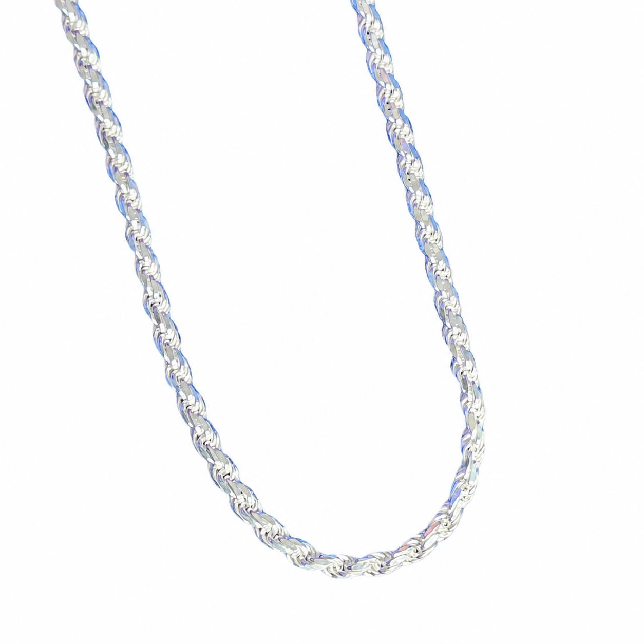 925 Sterling Silver Solid Rope Chain - view 1 on white background