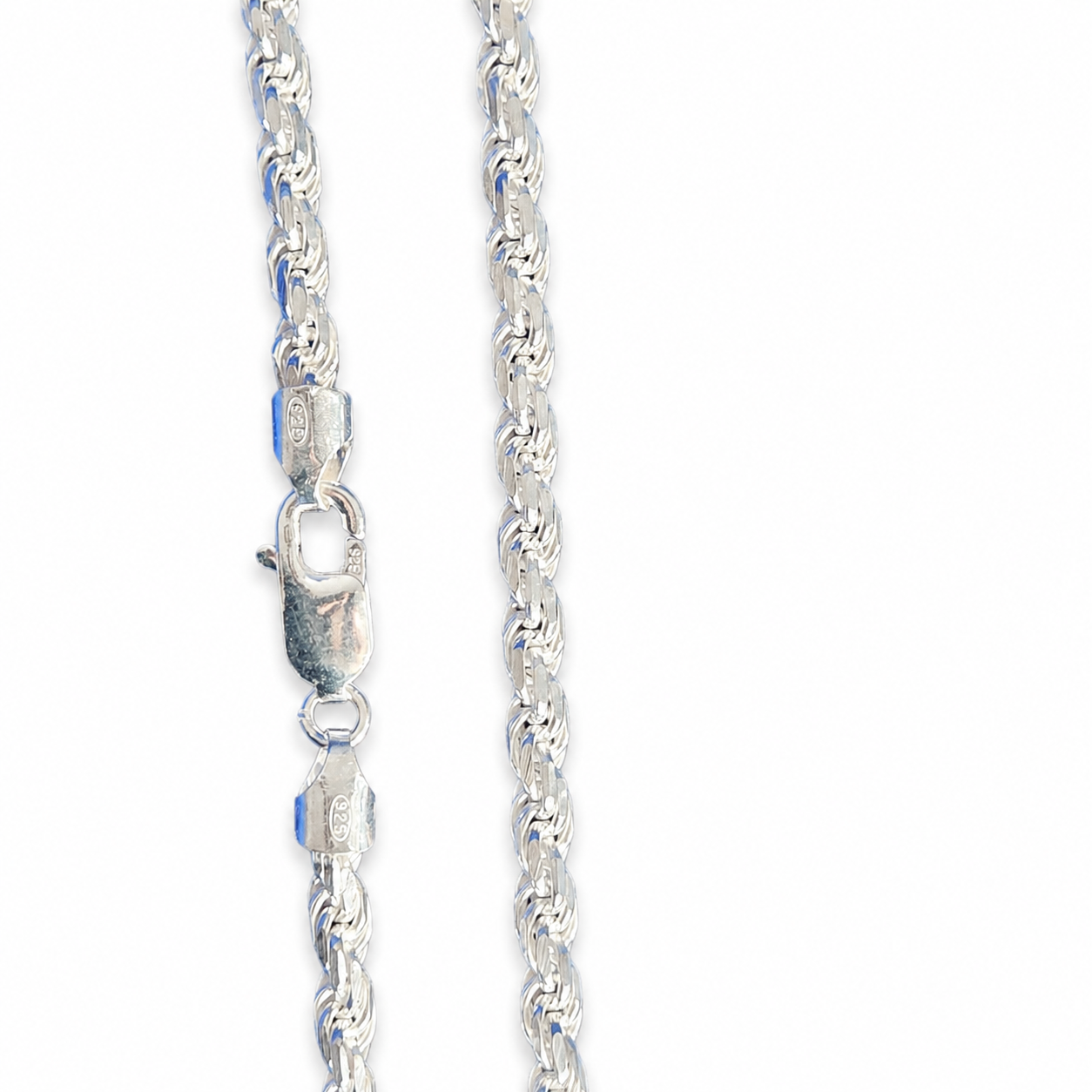 925 Sterling Silver Solid Rope Chain - view 2 on white background