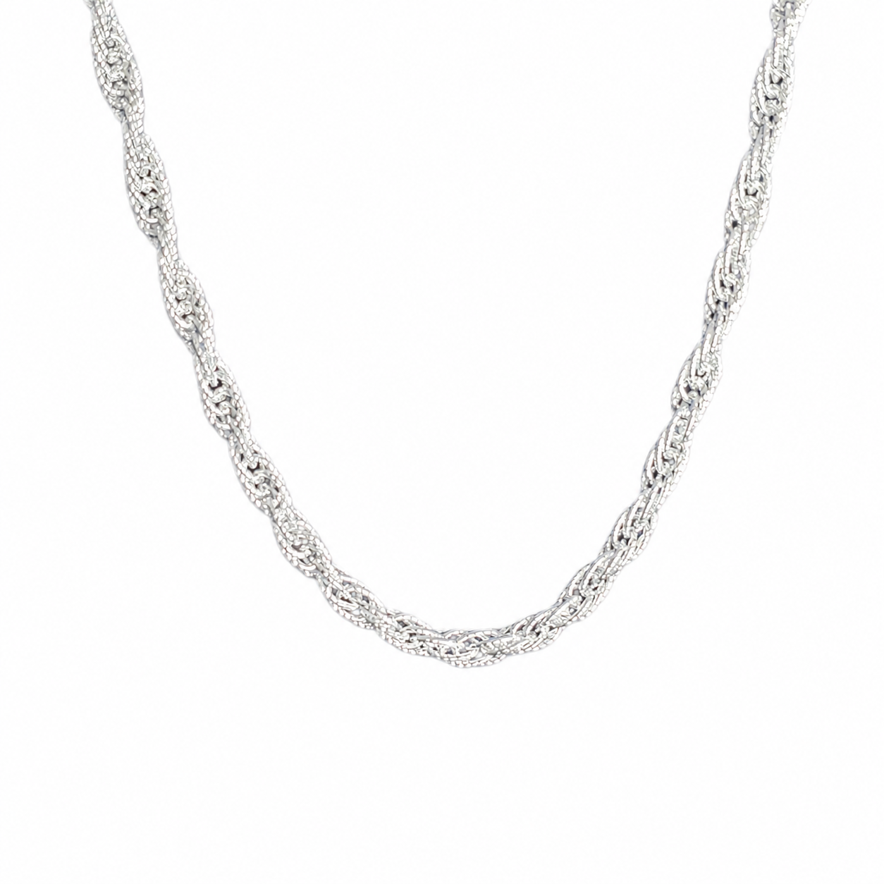 925 Sterling Silver Textured Link Chain - view 1 on white background