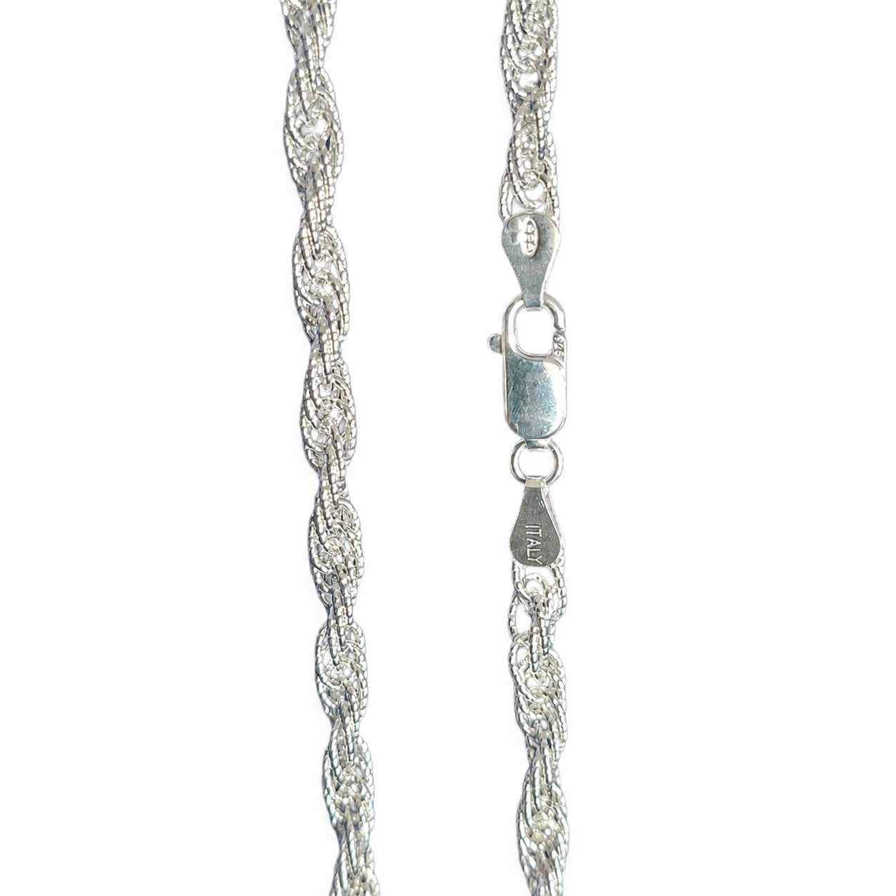 925 Sterling Silver Textured Link Chain - view 2 on white background