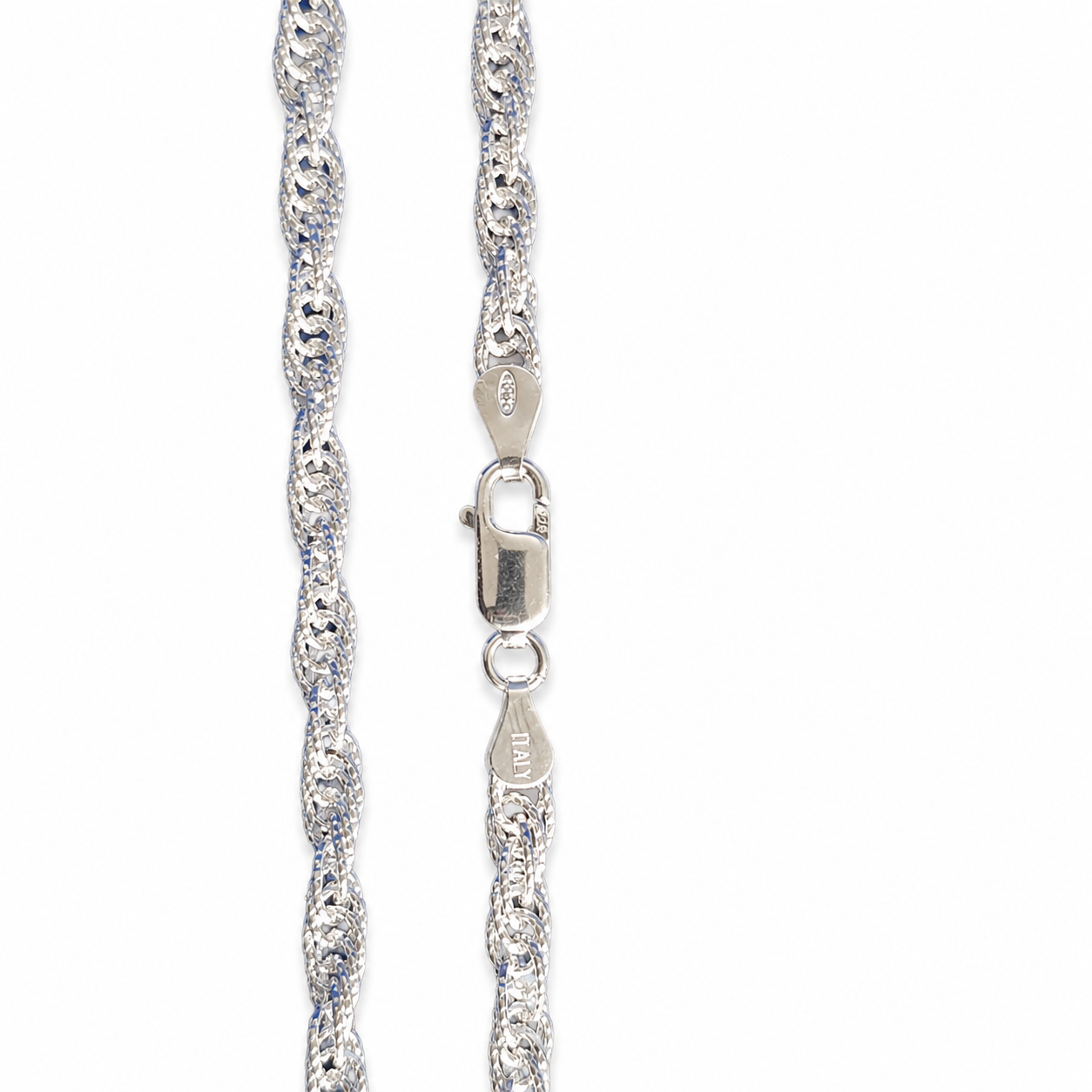 925 Sterling Silver Textured Link Chain - view 3 on white background