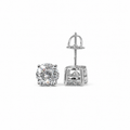 Classic moissanite stud earrings front and side view on white background