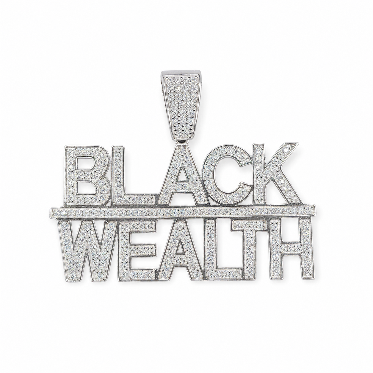 Black Wealth custom pendant front view on clean white background