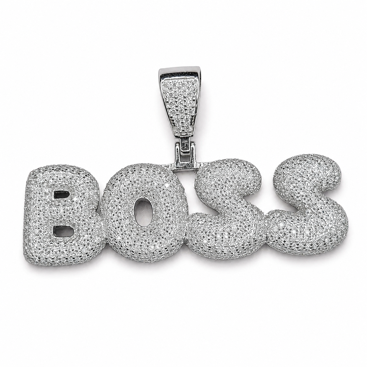 BOSS custom pendant front view on clean white background