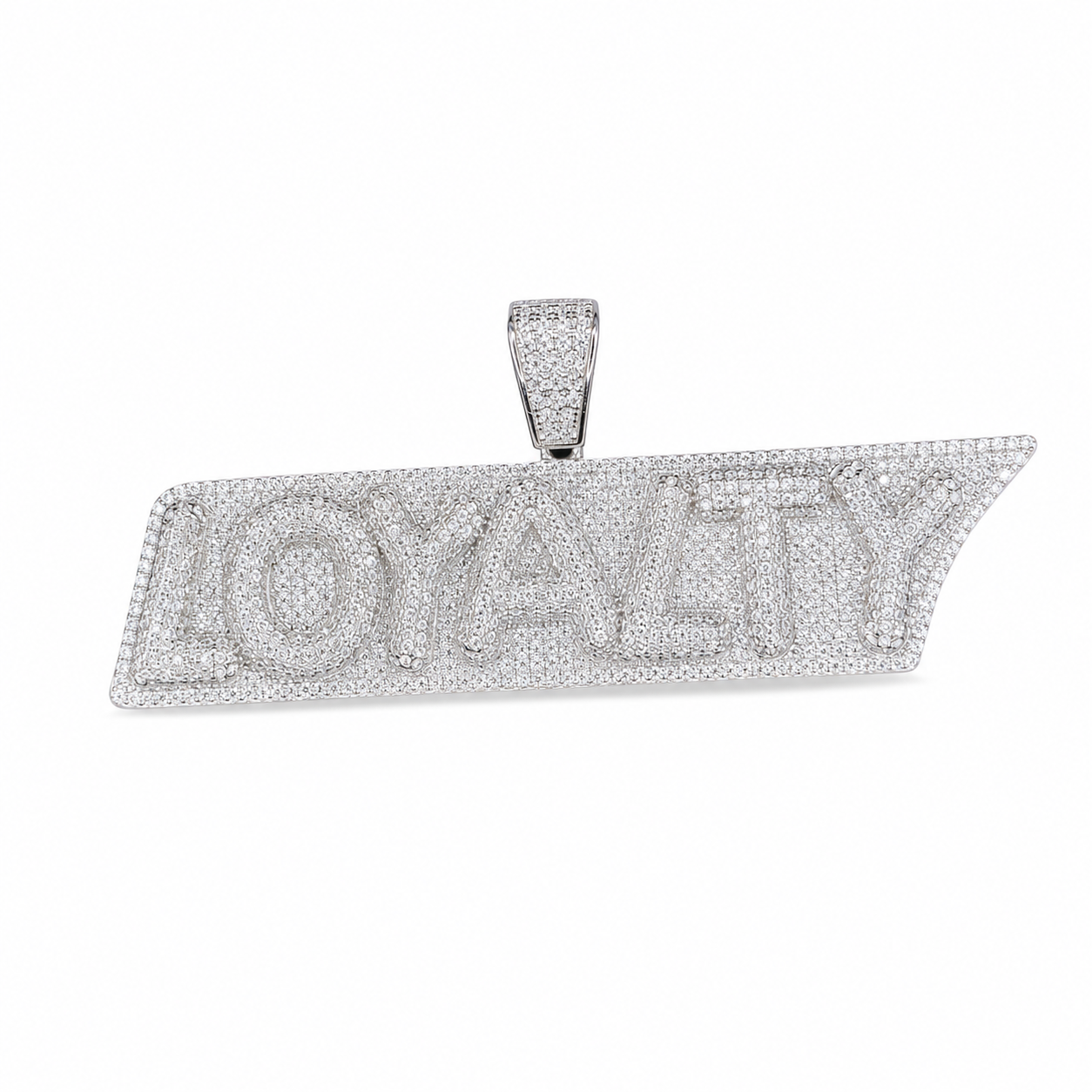 Loyalty custom pendant front view on clean white background