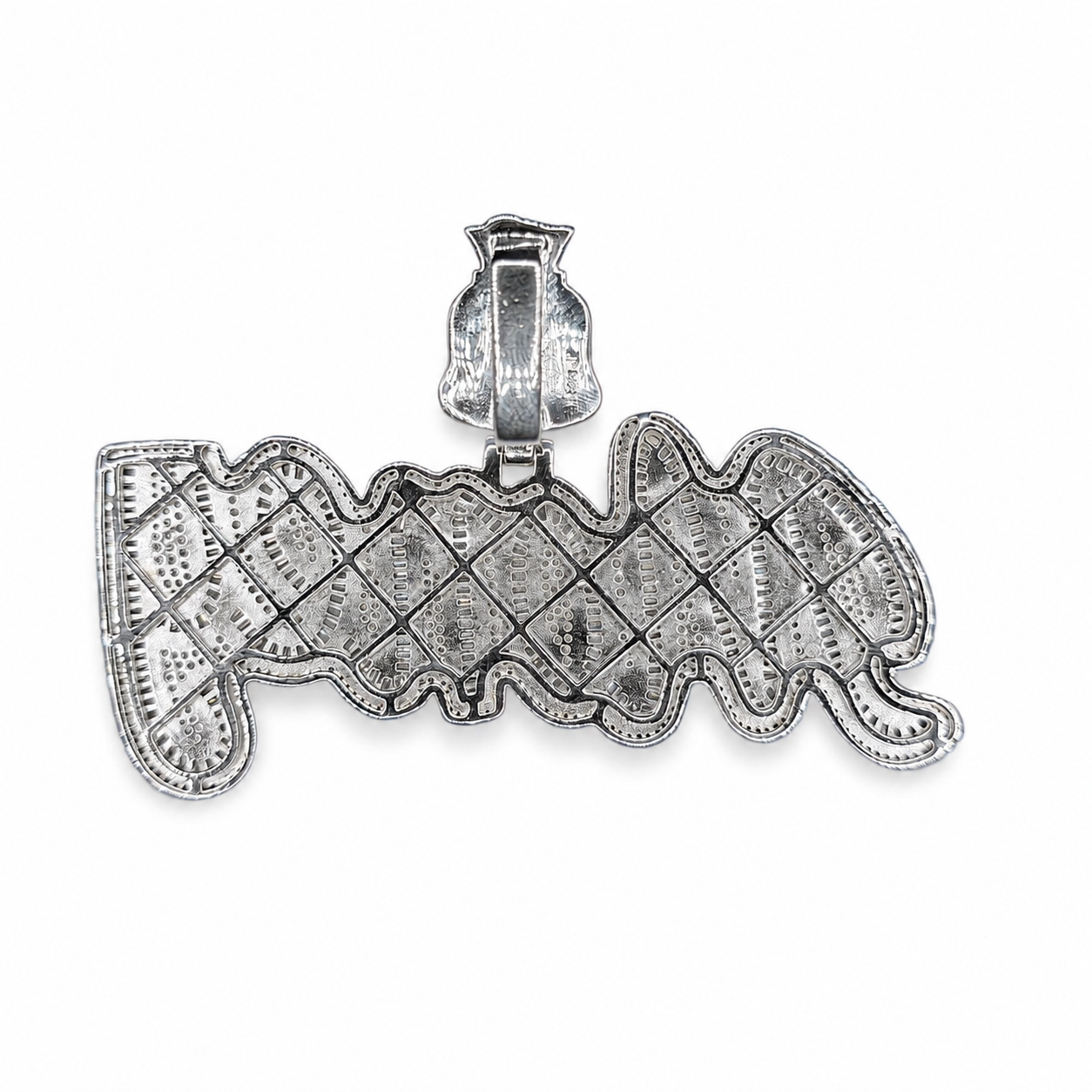 Money custom pendant back view on clean white background