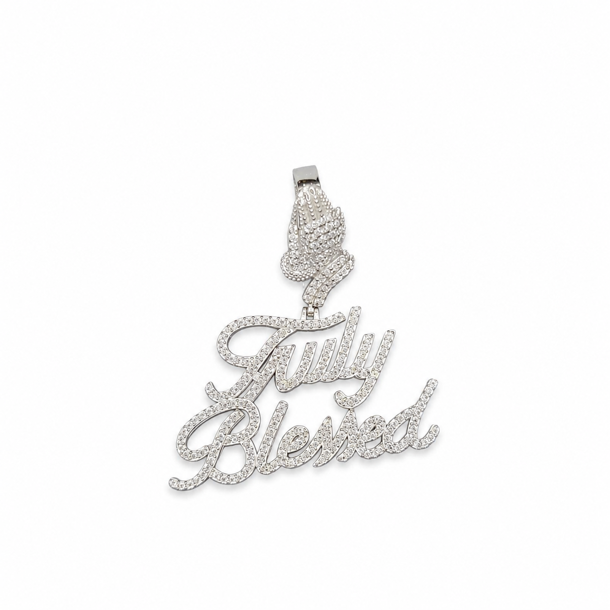 Truly Blessed custom pendant front view on clean white background