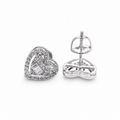 Double heart stud earrings on clean white background – front view