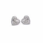 Double heart stud earrings on clean white background – pair view