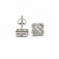 Moissanite clover stud earrings view 1 on clean white background