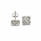 Moissanite clover stud earrings view 1 on clean white background