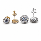 Moissanite halo cluster stud earrings on clean white background – image 2