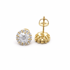 Moissanite halo cluster stud earrings on clean white background – image 4