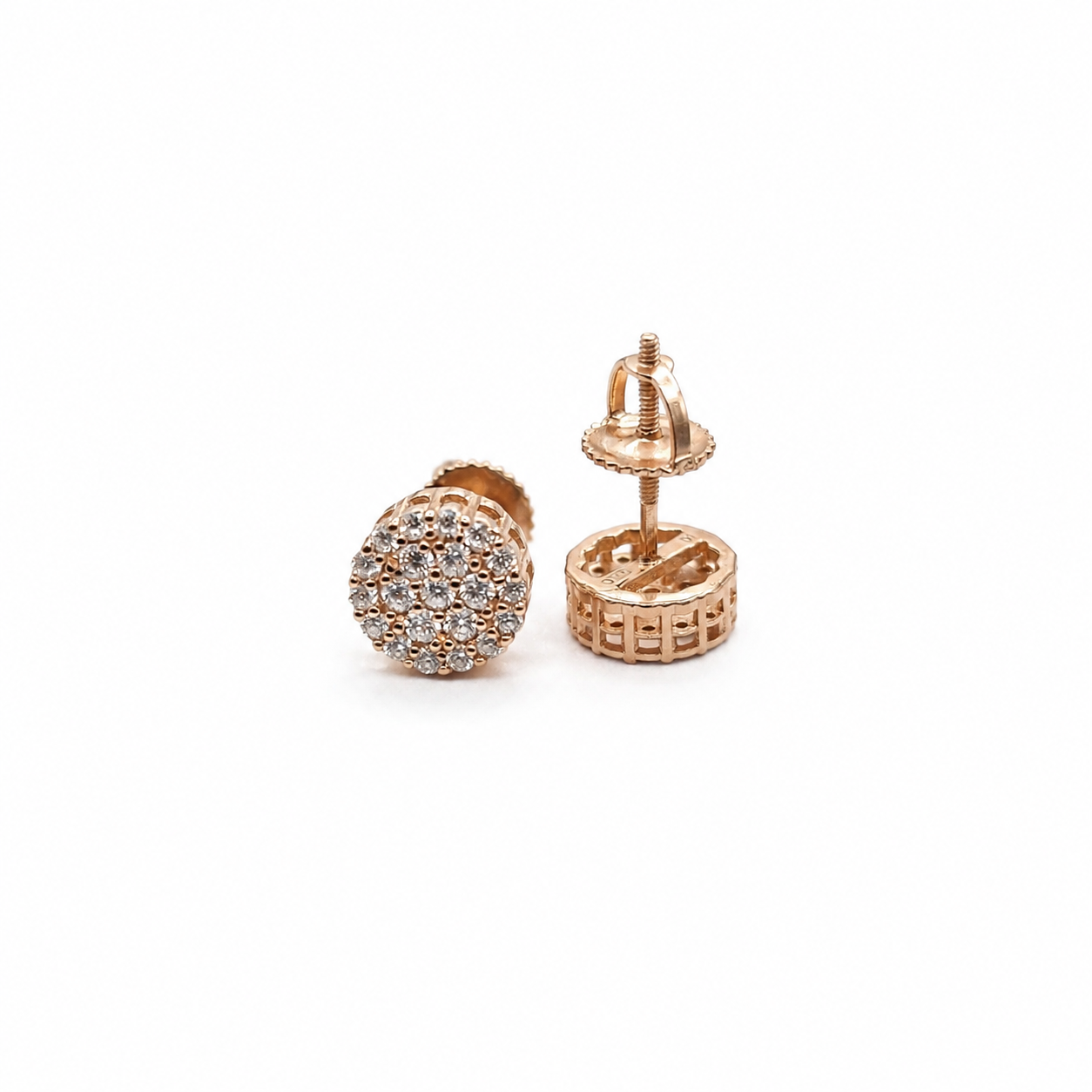 Moissanite round pavé stud earrings on clean white background – image 5