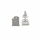 Silver moissanite square stud earrings on clean white background