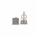 Gold moissanite square stud earrings on clean white background