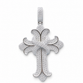 925 Sterling Silver Moissanite Antique-Style Cross Pendant 1.30 CTW - view 1 on pure white background