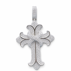 925 Sterling Silver Moissanite Antique-Style Cross Pendant 1.30 CTW - view 1 on pure white background