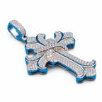 925 Sterling Silver Moissanite Antique-Style Cross Pendant 1.30 CTW - view 2 on pure white background