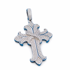925 Sterling Silver Moissanite Antique-Style Cross Pendant 1.30 CTW - view 3 on pure white background