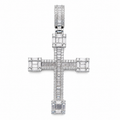 925 Sterling Silver Moissanite Baguette Cross Pendant 4.45 CTW - view 1 on pure white background