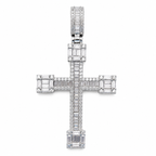 925 Sterling Silver Moissanite Baguette Cross Pendant 4.45 CTW - view 1 on pure white background