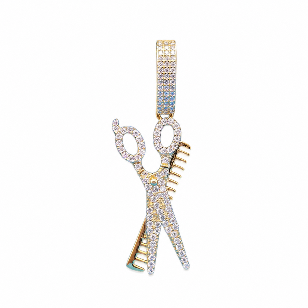 925 Sterling Silver Moissanite Barber Clipper Pendant 0.91 CTW - view 1 on pure white background