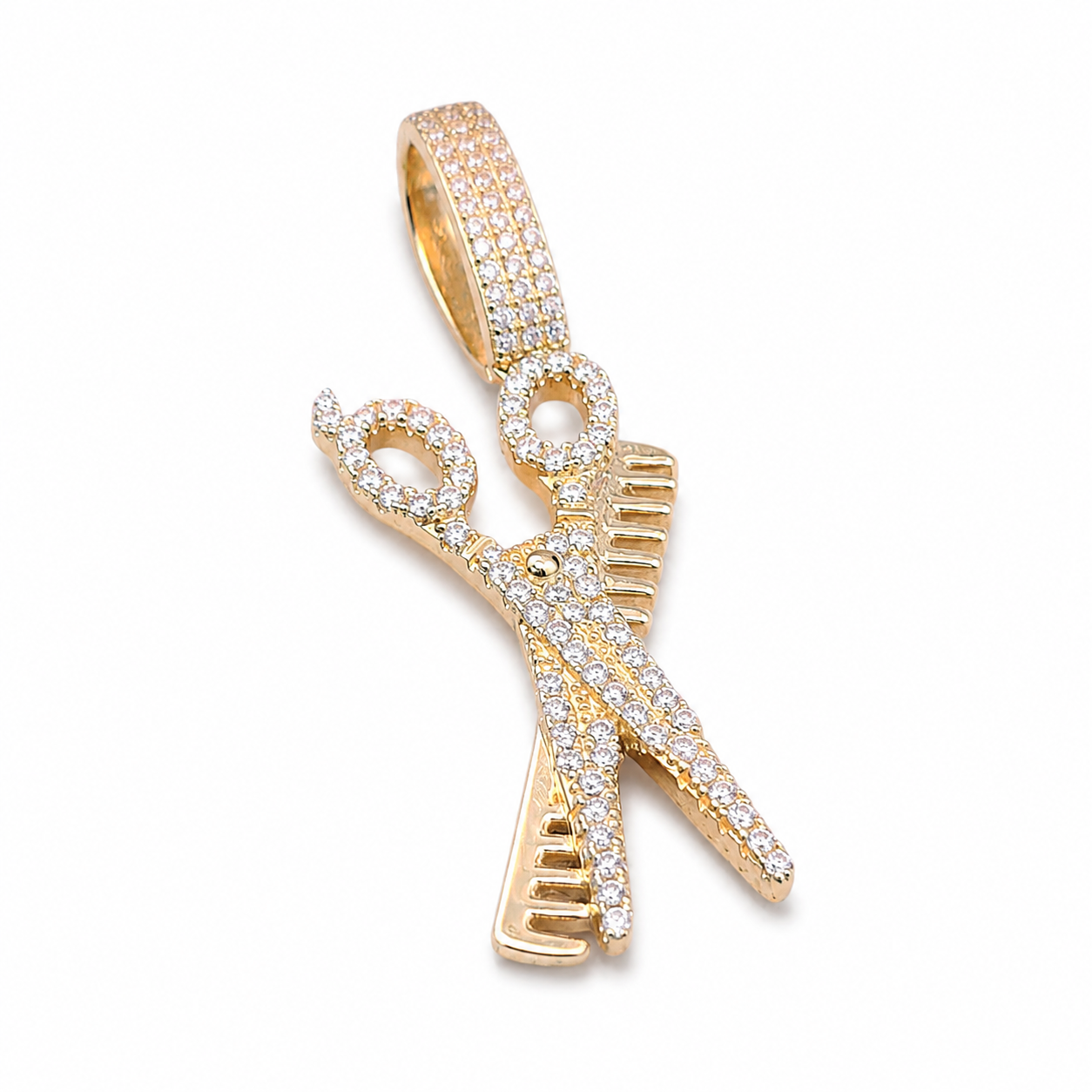 925 Sterling Silver Moissanite Barber Clipper Pendant 0.91 CTW - view 2 on pure white background