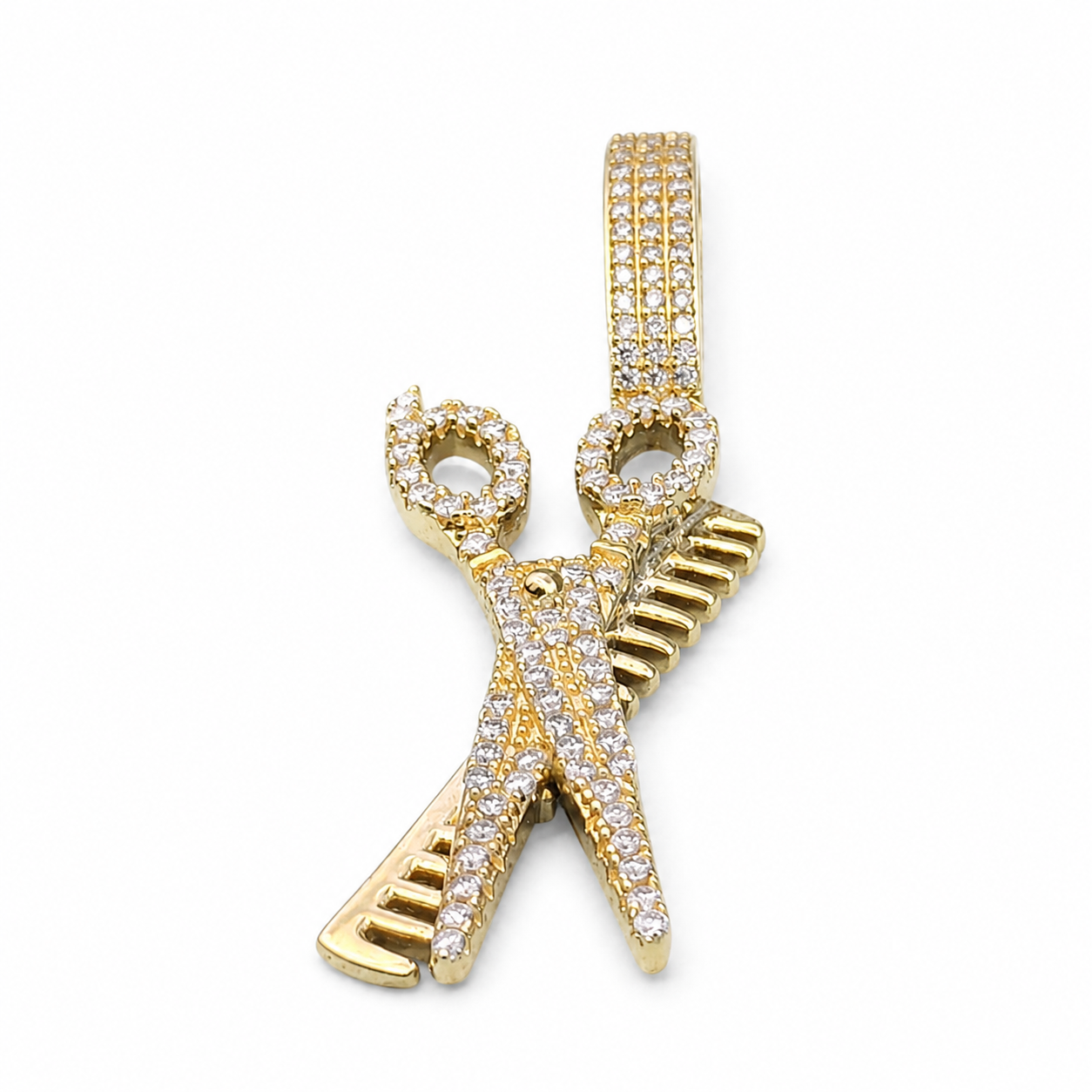 925 Sterling Silver Moissanite Barber Clipper Pendant 0.91 CTW - view 3 on pure white background