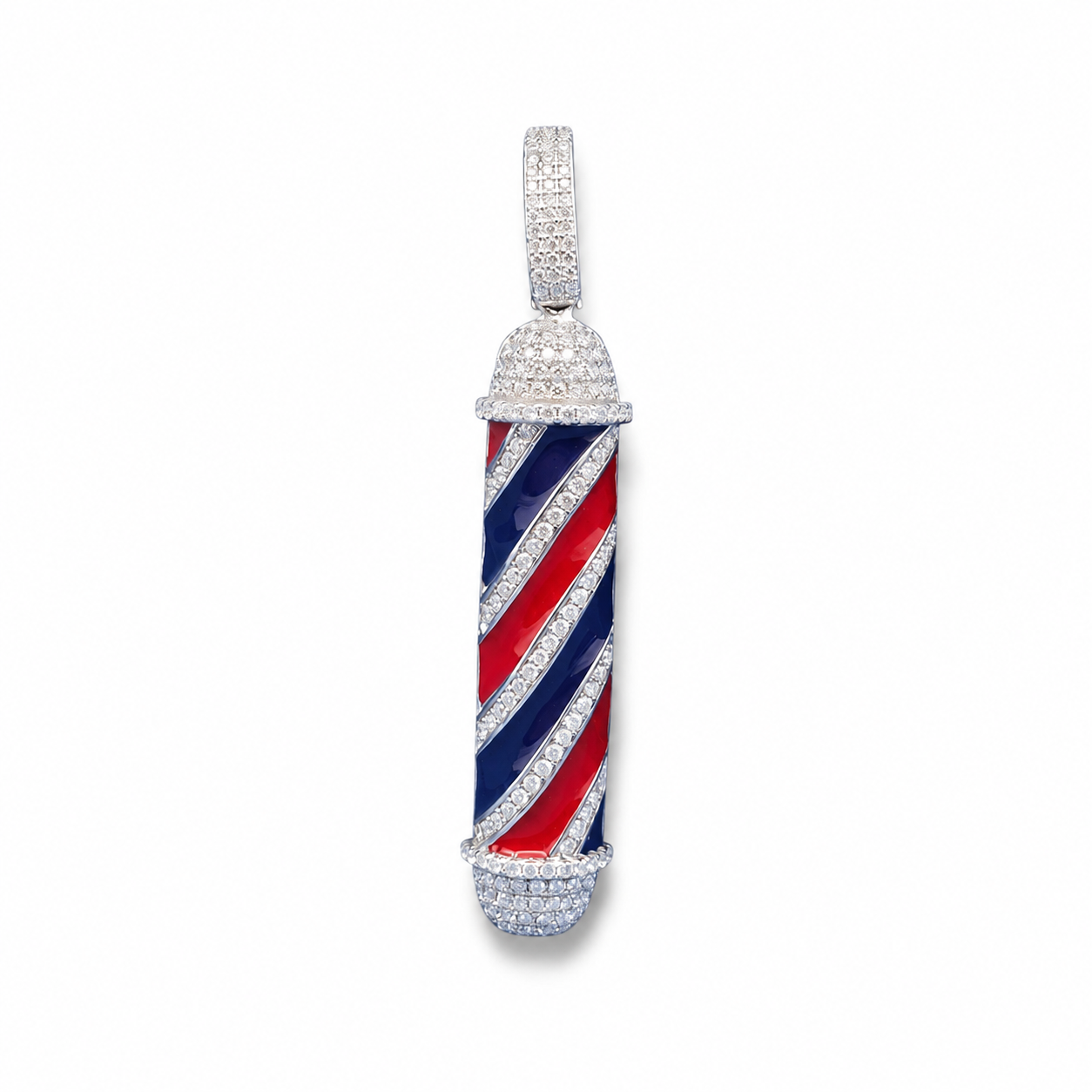 925 Sterling Silver Moissanite Barber Pole Pendant 1.75 CTW - view 1 on pure white background