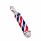 925 Sterling Silver Moissanite Barber Pole Pendant 1.75 CTW - view 3 on pure white background