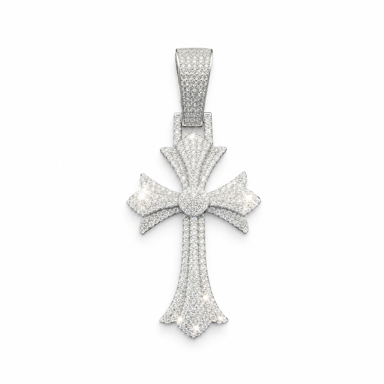 925 Sterling Silver Moissanite Fine Cross Pendant - 5.78 CTW - view 1 on pure white background