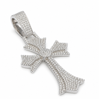 925 Sterling Silver Moissanite Fine Cross Pendant - 5.78 CTW - view 2 on pure white background