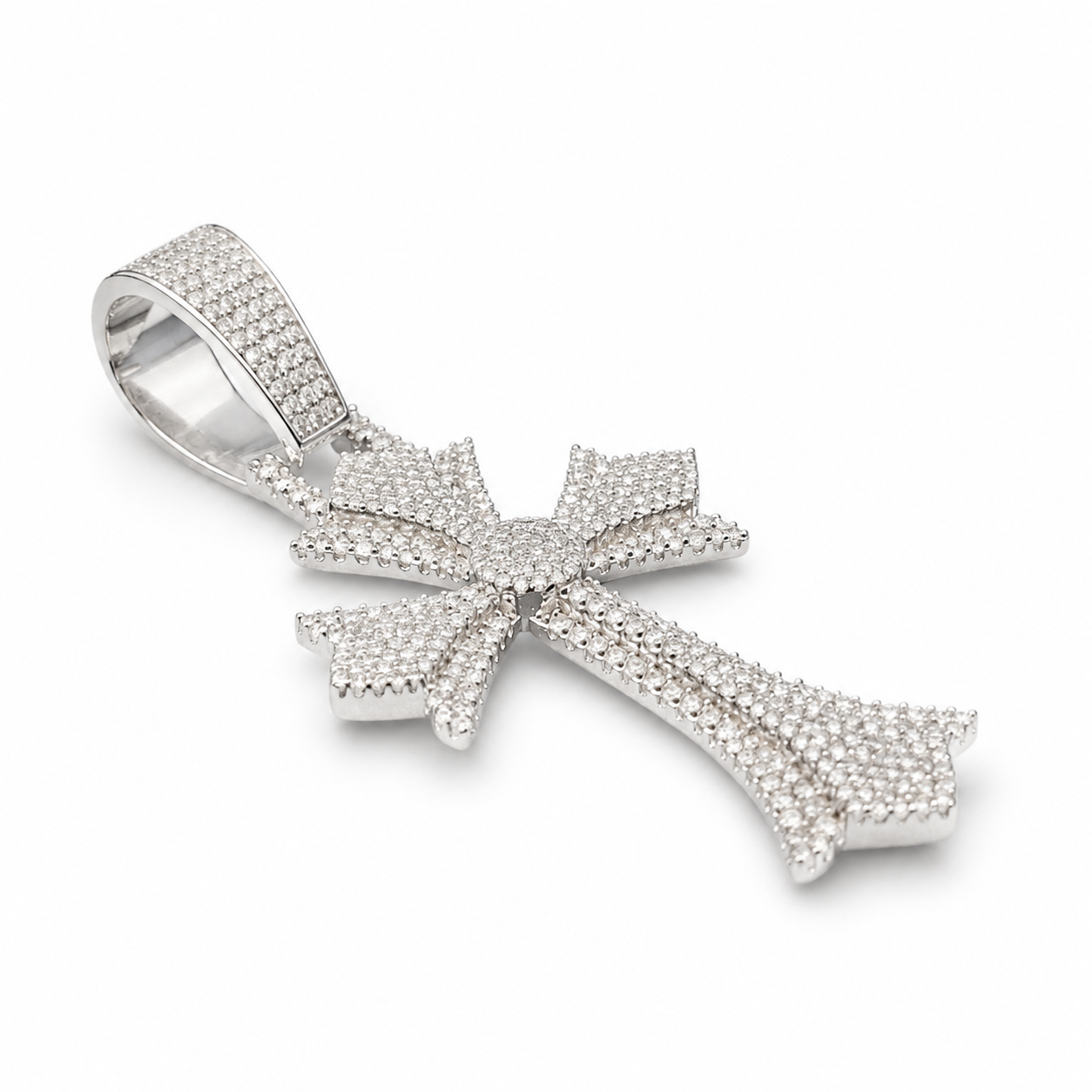 925 Sterling Silver Moissanite Fine Cross Pendant - 5.78 CTW - view 4 on pure white background