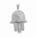 925 Sterling Silver Moissanite Hamsa Hand Pendant 2.30 CTW - view 1 on pure white background