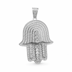 925 Sterling Silver Moissanite Hamsa Hand Pendant 2.30 CTW - view 1 on pure white background