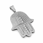 925 Sterling Silver Moissanite Hamsa Hand Pendant 2.30 CTW - view 2 on pure white background
