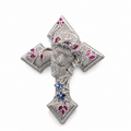 925 Sterling Silver Moissanite Jesus Face Cross Pendant 7.40 CTW - view 1 on pure white background
