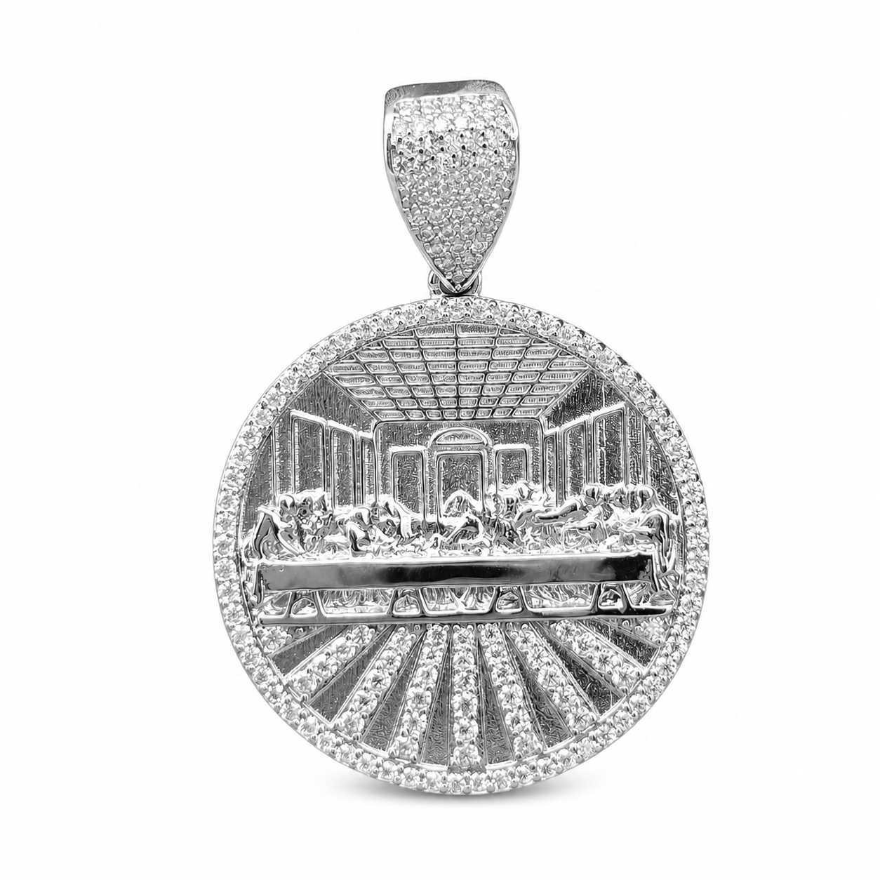 925 Sterling Silver Moissanite Last Supper Pendant 1.34 CTW - view 1 on pure white background
