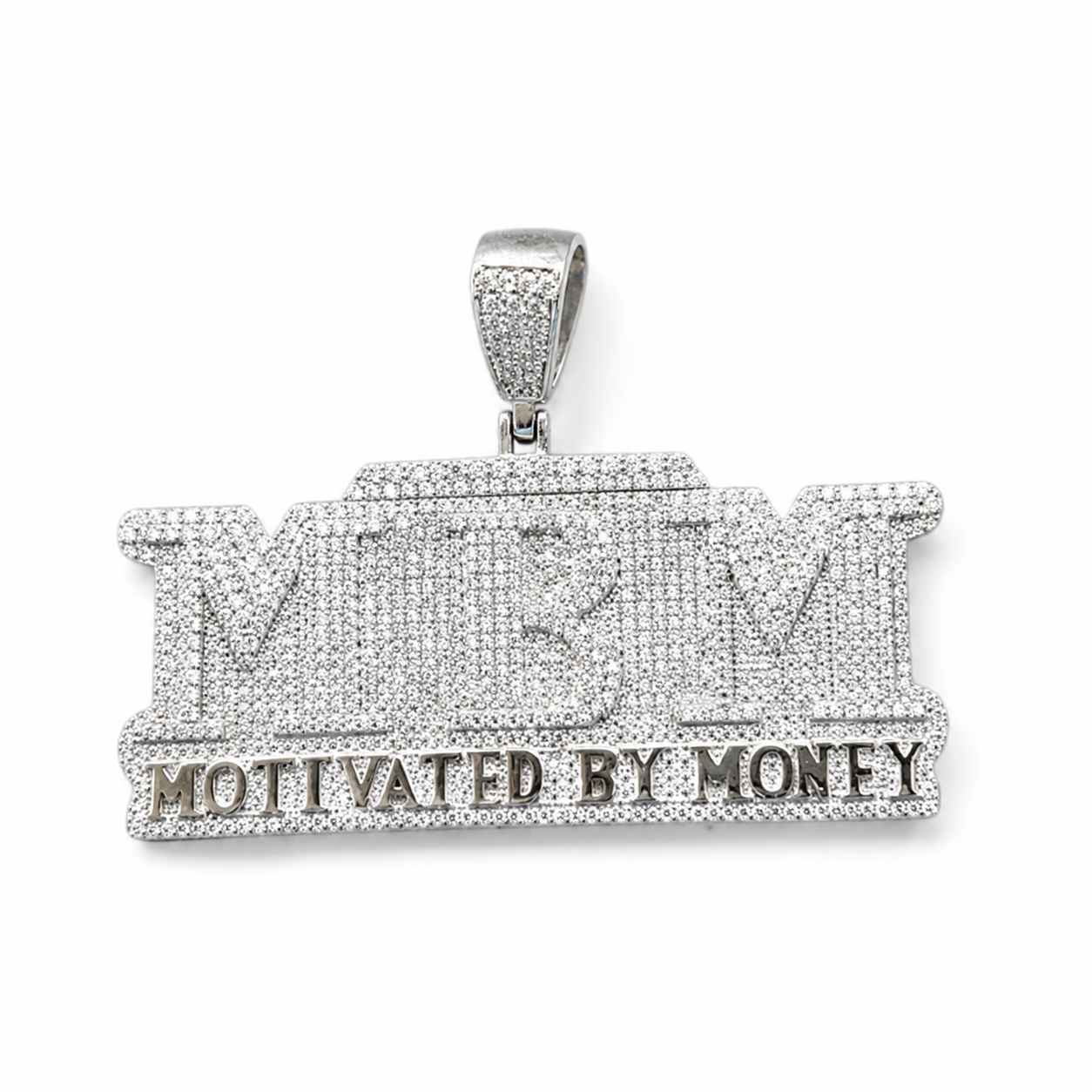 925 Sterling Silver Moissanite MBM Pendant 6.80 CTW - view 1 on pure white background