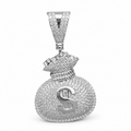 925 Sterling Silver Moissanite Money Bag Pendant 1.81 CTW - view 1 on pure white background